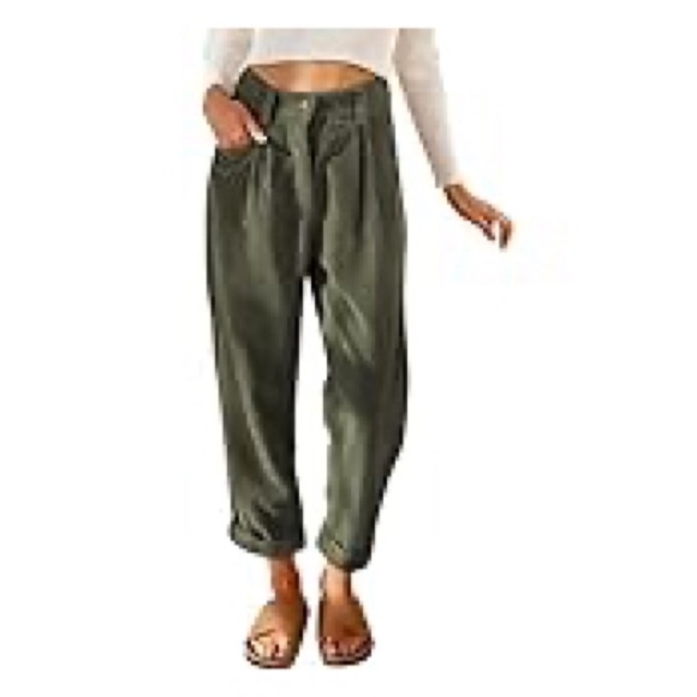 Green corduroy style pants oversized